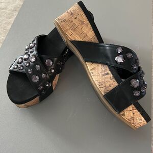 Kenneth Cole Jeweled Black Sandals
